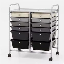 12 Drawer Storage Cart Utility Rolling Trolley Office Organizer Removable Drawer