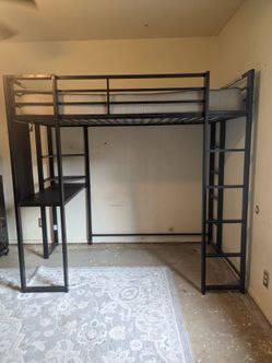 Bunk Bed with Shelves and Desk