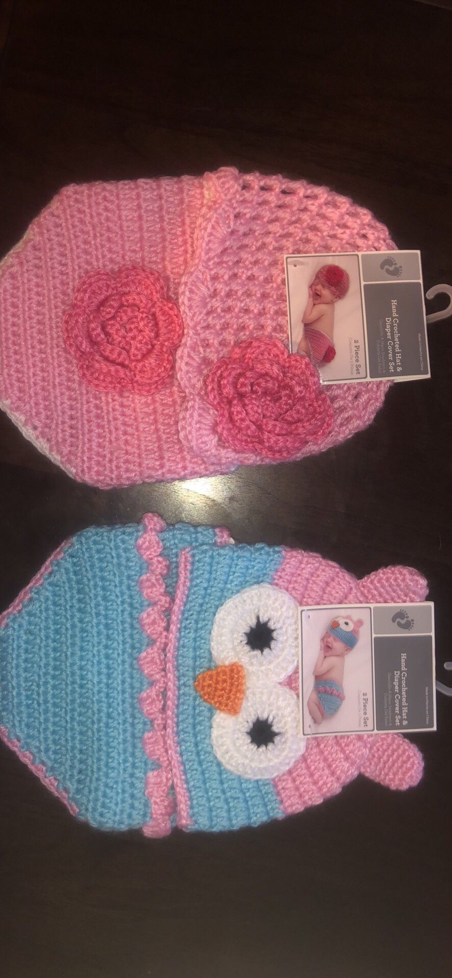 Hand Crocheted Hat and Diaper Cover sets