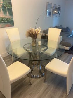 Glass dining table and 4 chairs