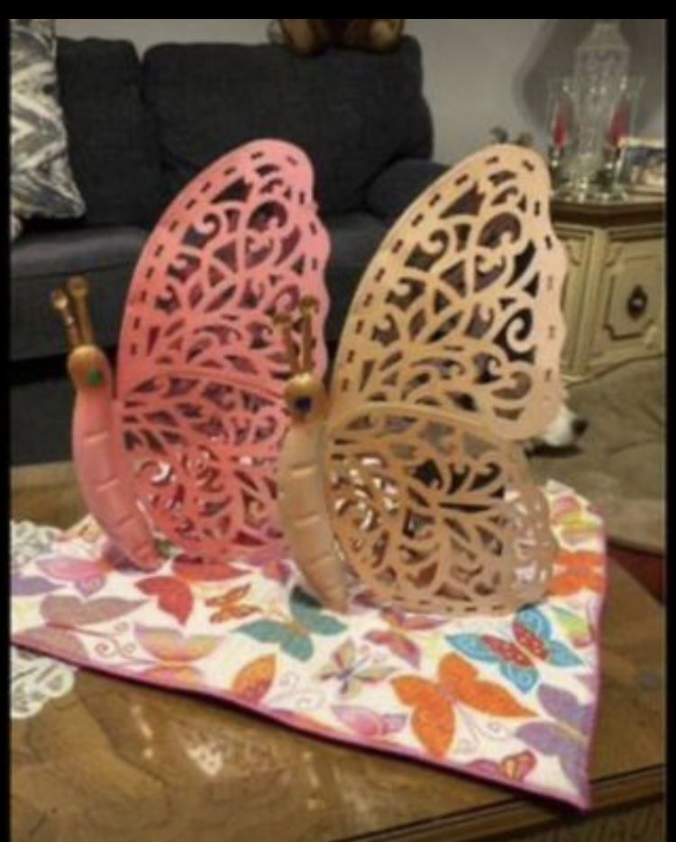 2 Metal Outdoor Butterfly Candle Holders (Candle not included)