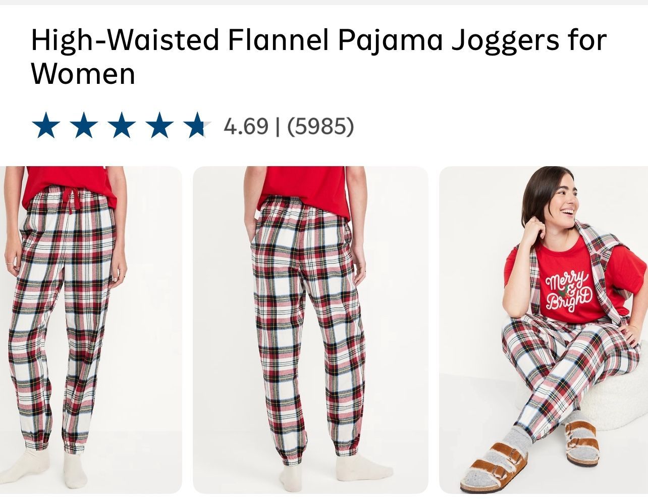 High-Waisted Flannel Pajama Joggers for Women Size 3x, 4x New