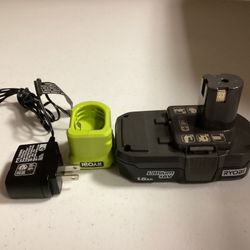 RYOBI BATTERY AND CHARGER