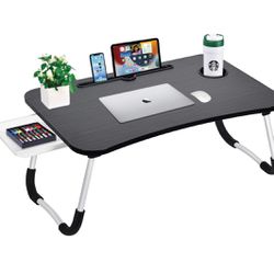 Laptop Bed Desk Table Tray Stand with Cup Holder/Drawer for Bed/Sofa/Couch/Study/Reading/Writing On Low Sitting Floor Large Portable Foldable Lap Desk