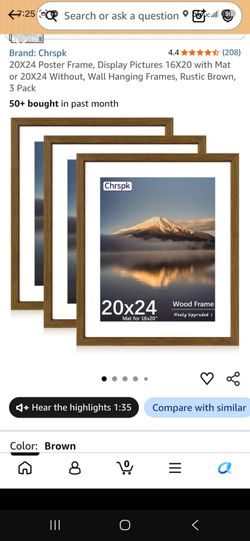 3 picture frames 20x24 dark wood tone