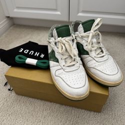 Rhude Rhecess Low White Hunter Green Shoes