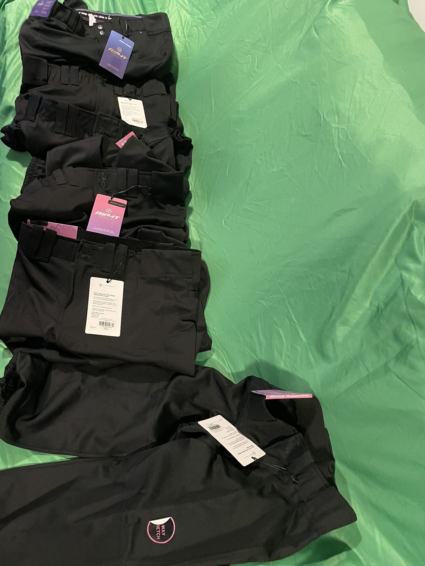 12-Piece Lots Of Black, “Rip-It” Women’s Softball Pants, New With Tags