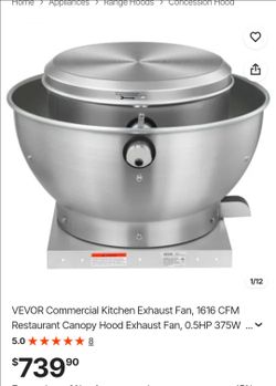 VEVOR Commercial Kitchen Exhaust Fan, 1616 CFM Restaurant Canopy Hood Exhaust Fan, 0.5HP 375W Direct Drive Food Truck Hood Vent, High Speed & Low Nois
