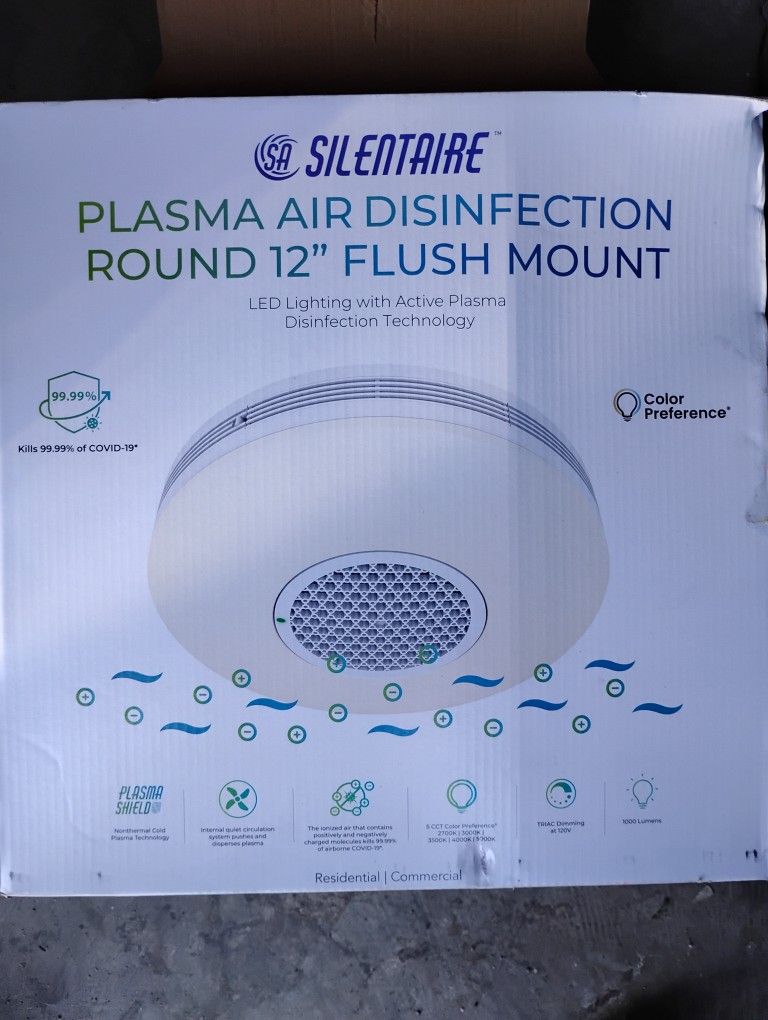 Silentaire Plasma Air Disinfection 12" Universal Ceiling Mount System NEW