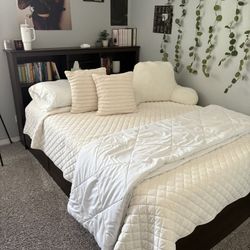 Queen Bed Frame With bookshelf