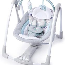 NEW!!! Ingenuity Compact Lightweight Portable Baby Swing with Music, Nature Sounds and Battery-Saving Technology - Abernathy, 0-9 Months.