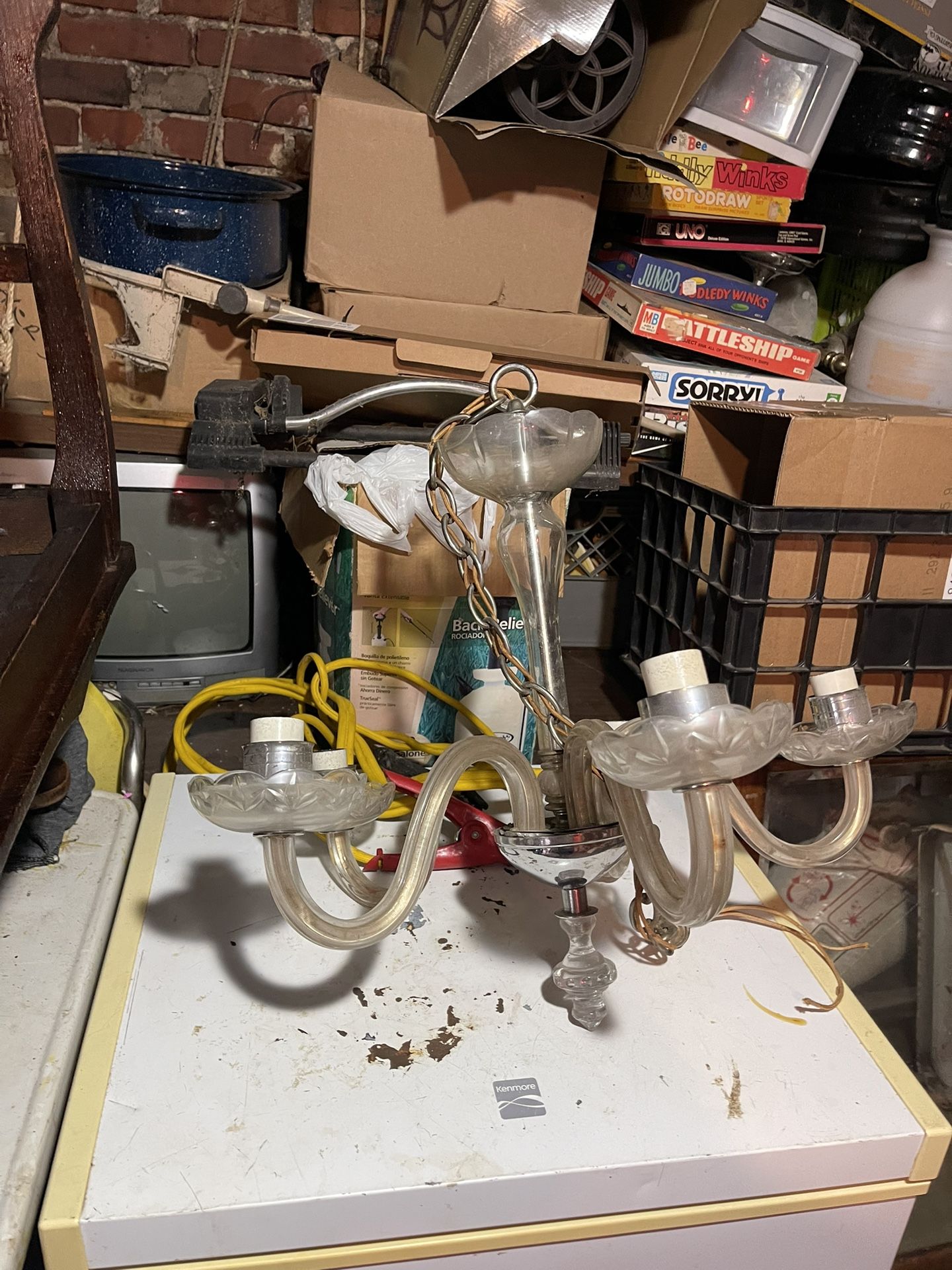 Vintage Glass Chandelier And Globes