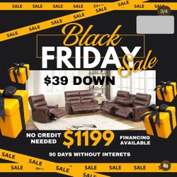 NEW 3pc RECLINING SOFA LOVESEAT SET AND FREE DELIVERY SPECIAL FINANCING AVAILABLE 