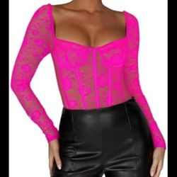 Women's Sexy Floral Lace Bustier Corset Thong Bodysuits