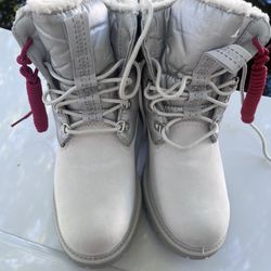 Timberland Premium 6 Inch Warm Lined Women's Boot White Nubuck Silver SZ8