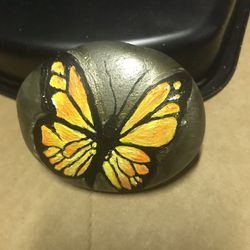 Hand Painted Butterfly Rock 
