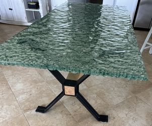 Aqua Rectangular Imported Glass Table
