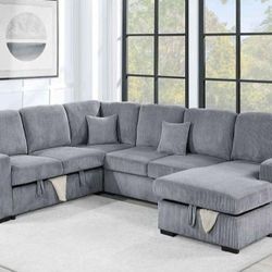 ✅️✅️4-Piece Grey color, Convertible Sectional
Sleeper Sofa, Chaise Storage, Sofa Storage & USB Port✅️✅️