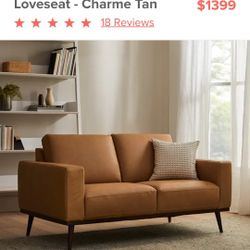 Rhett Charme Tan Leather Loveseat 