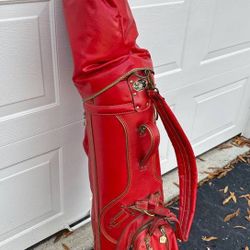 Vintage Wilson Professional Red Leather Golf Bag