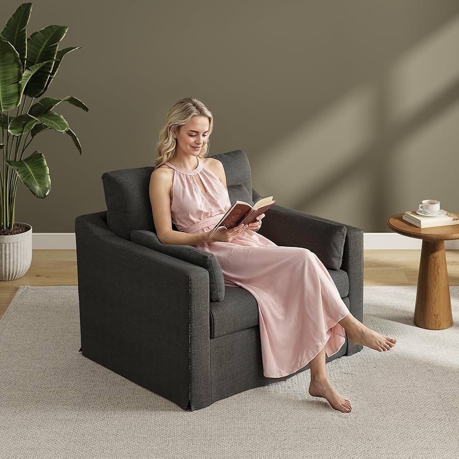 Oversized Accent Chair, 42 Inch Wide Slipcovered Sofa Chair with