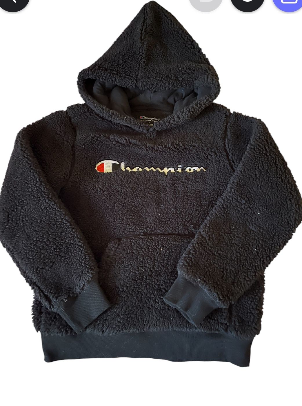 Champion Fleece Sweatshirt Hoodie Black Youth Size Medium