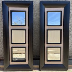Set Of 2  Espresso Finish 3 Mirror Wall Decor