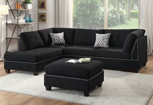 Sectional. Available In Black Or Gray