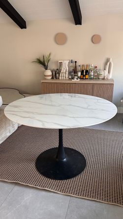 48” diameter glass table with marble look