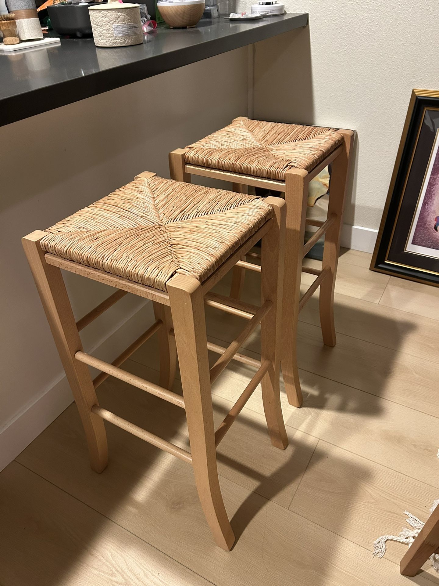 2 Wood Bar Stools
