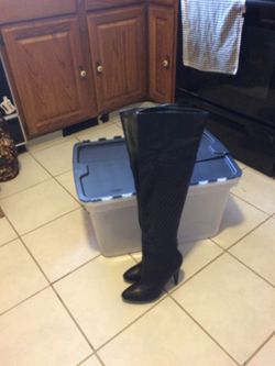Brand new blk over knee faux leather boots