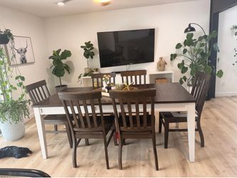 Modern Farmhouse Dining Table Set with 6 Chairs