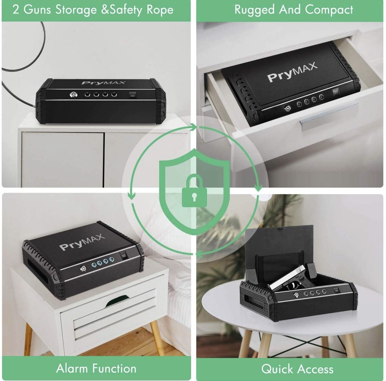 PRYMAX Biometric Gun Safe, Smart Pistol Safe with 4 Digits Code, Wall ...
