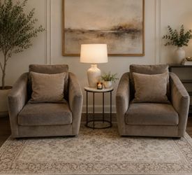 Set of 2 Taupe Swivel Chairs