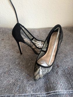 ShoeDazzle Black Lace Pointed-Toe Stiletto Heels