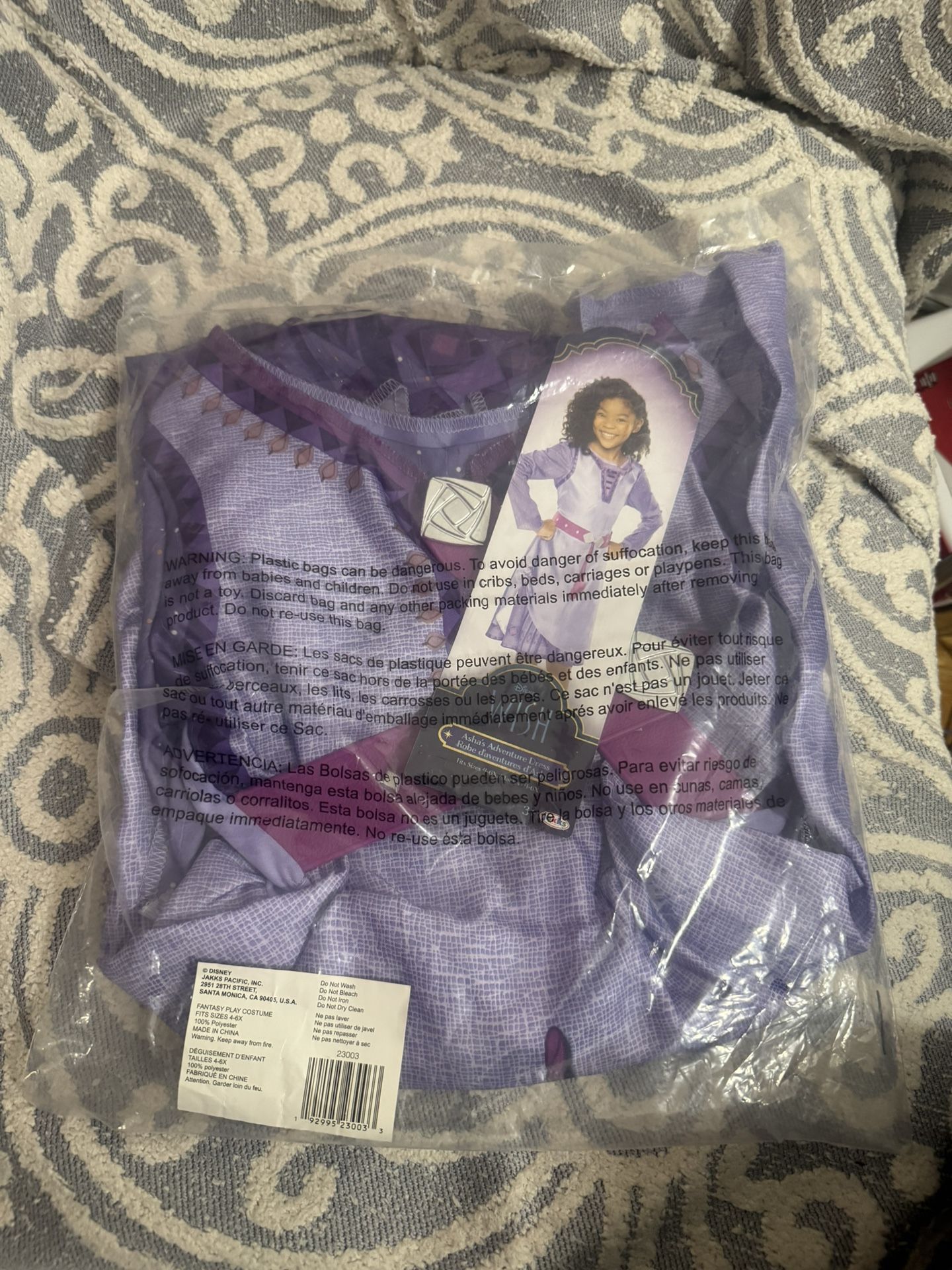 Disney Wish Asha's Adventure Dress Robe Costume Dress Up Purple Outfit 4-6x New