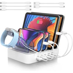 Fast Charging Station USB C and USB, 90W 5-Port PD Charger Station for Multiple Devices Apple Designed for iPad, iPhone 14 13 12 Series Galaxy Note 20