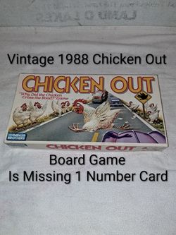 Vintage 1988 Chicken Out Board Game In Excellent Condition (Is Missing 1 Number Card Which Does Not Affect The Game)
