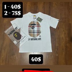 White Burberry Bape Tee