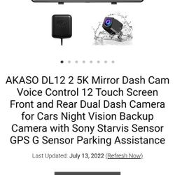 Akaso DL 12 Mirror Dash Cam