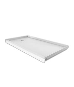 32-in W x 60-in L Left White Rectangle Single Shower Pan Base with 2.625-in H Threshold