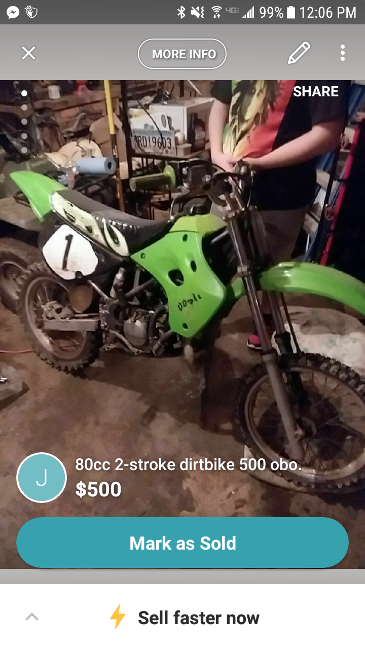 80cc dirtbike kawisaki 2-stroke