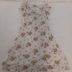 White Lacey W/flowers Large Dress