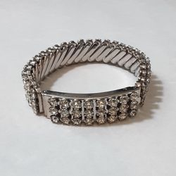 Vintage Secret Storage Compartment Rhinstone Expandable Bracelet