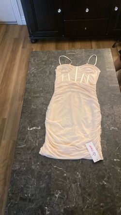 Cream Ruched Bodycon Mini Dress