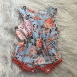 Borboa S 0-3M floral blue/orange romper for little girl