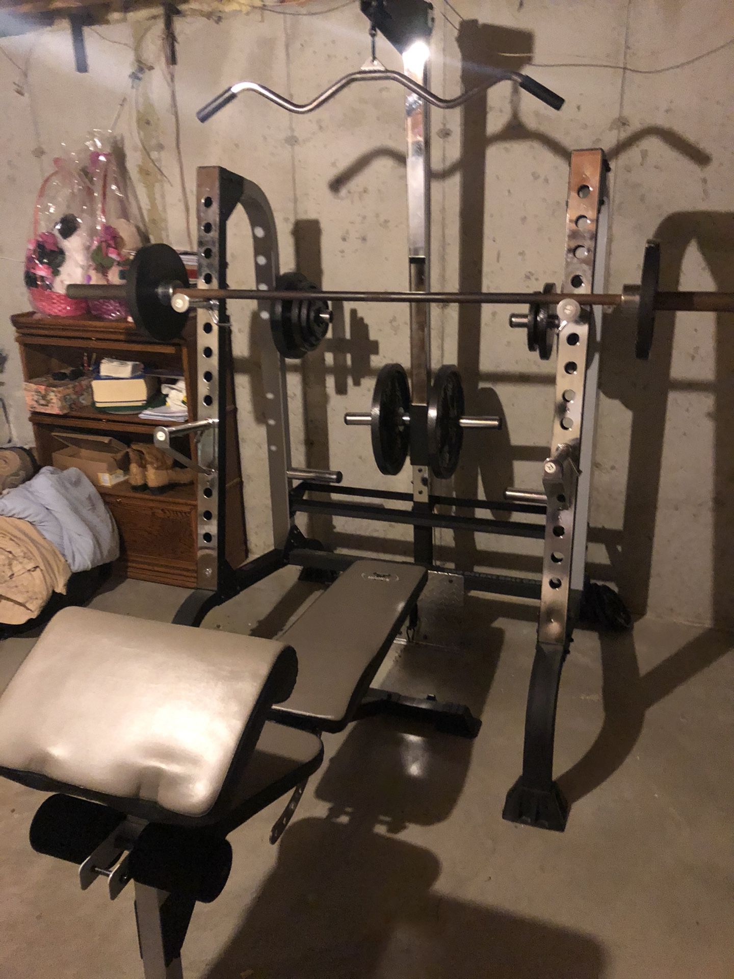 Squat rack weight set adjustable bench 300lbs