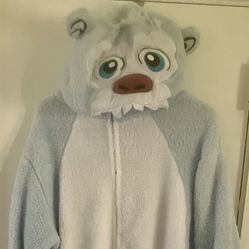 Briefly Stated Abominable Snowman Yeti 1 Piece Fuzzy Fleece Pajamas w/ Pockets (Size XL)