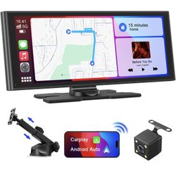 Avylet Carplay Android Auto Pantalla de 9.26 pulgadas para coche, cámara de respaldo, pantalla táctil portátil estéreo inalámbrico, navegación GPS, co