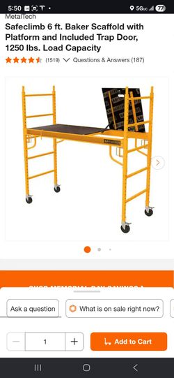 6 ft. Baker Scaffold with Platform and Included Trap Door, 1250 lbs. Load Capacity